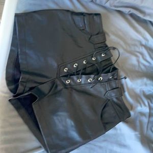 Black leather short
